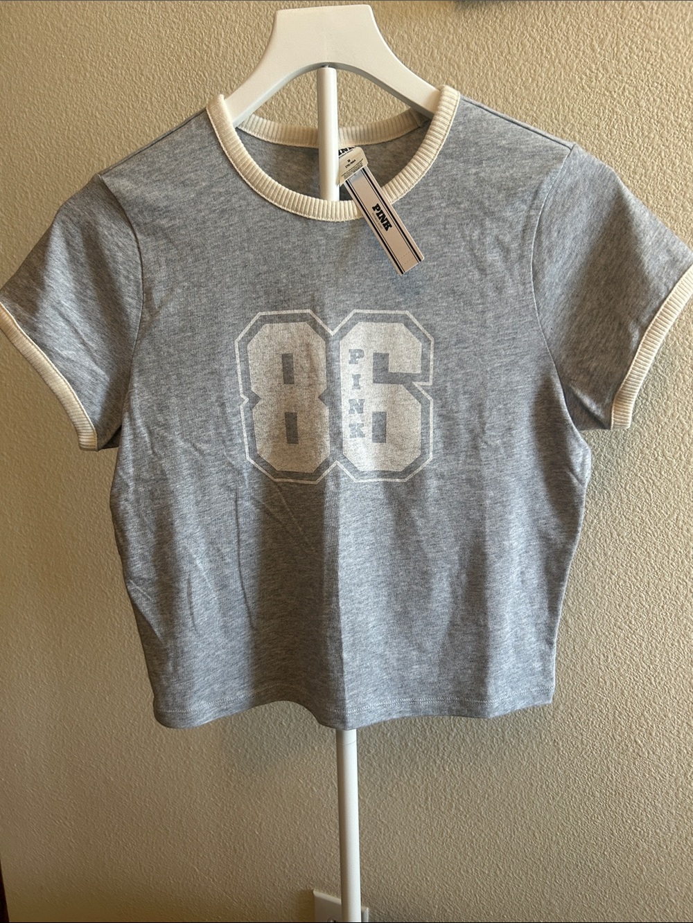 PINK Victoria's Secret Grey Ringer Tee